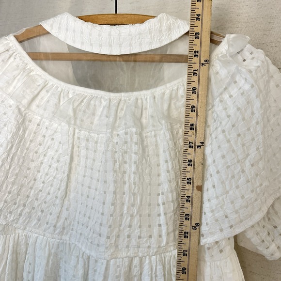 J.ING Little White Destination Wedding Bridal Shower Dress‎ Sheer Lattice Mini S - Picture 8 of 8